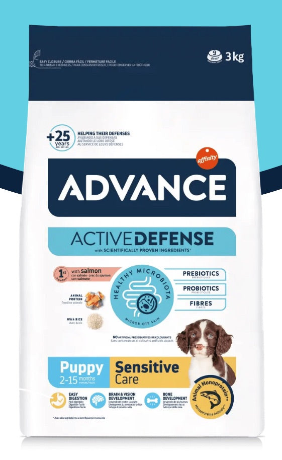 ADVANCE - Puppy : sensitive salmon | אדוונס - מזון יבש לגורי כלבים מקל על מערכת העיכול טעם סלמון