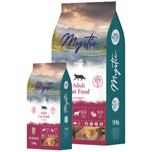 Mystic - Adult cat food : מזון יבש לחתולים בוגרים בסיס כבש וירקות  1.5 ק״ג